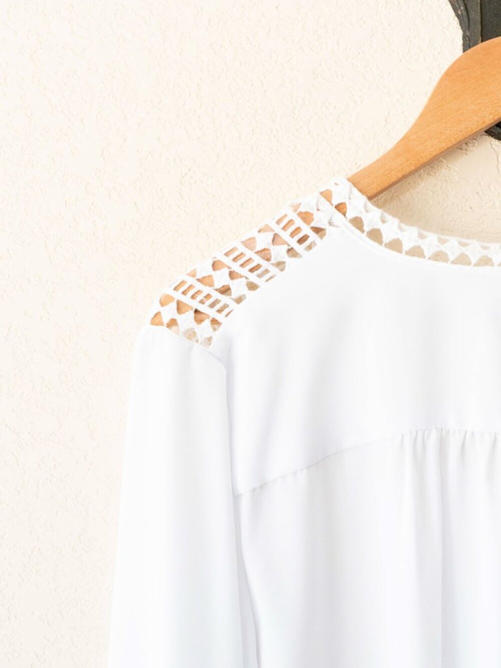 Jessica London Blouse Womens 18 White Lace Trim V Neck Long Sleeve Plus Size - Picture 13 of 16